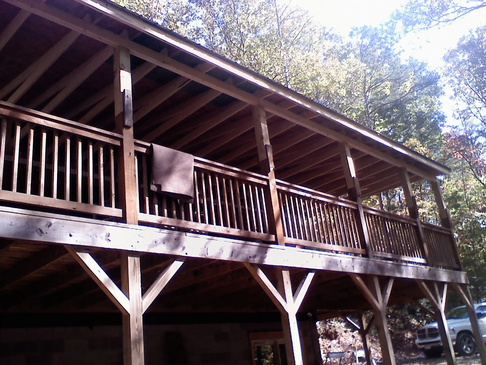 Timber framing under a new elevated porch and deck — Roof Leak Repair in Waconia by Roofing Brothers